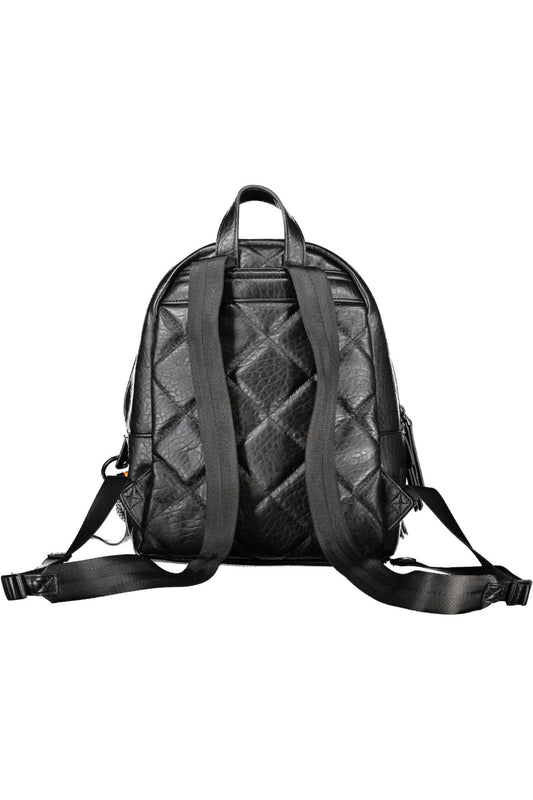 Embroidered Black Backpack with Contrasting Details