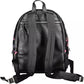 Chic Black Polyethylene Backpack with Logo Detail