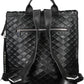 Chic Black Polyurethane Backpack with Contrast Details