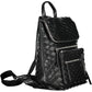 Chic Black Polyurethane Backpack with Contrast Details