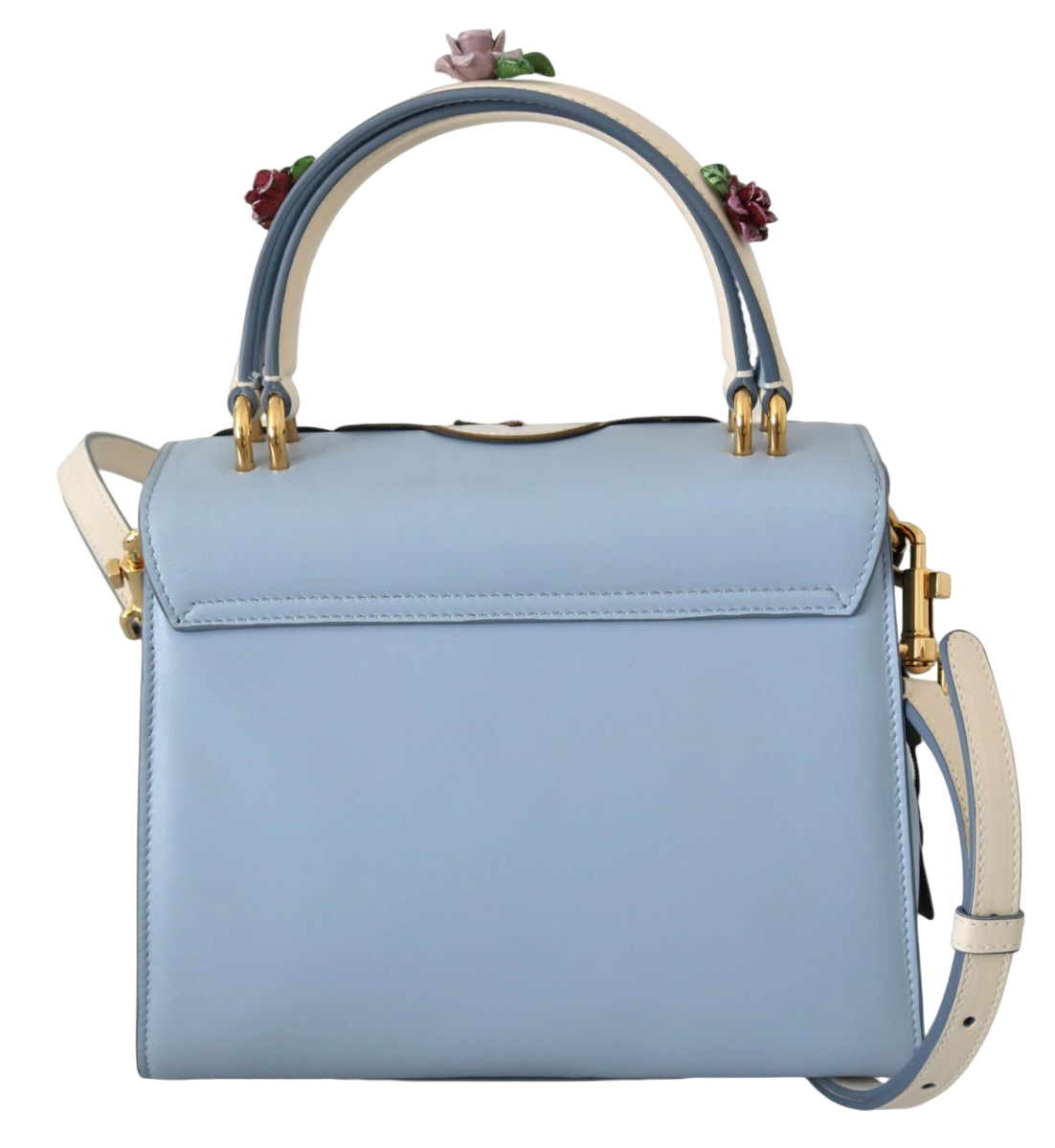 Dolce & Gabbana Blue Leather OOPS Roses Crossbody WELCOME Women's Bag