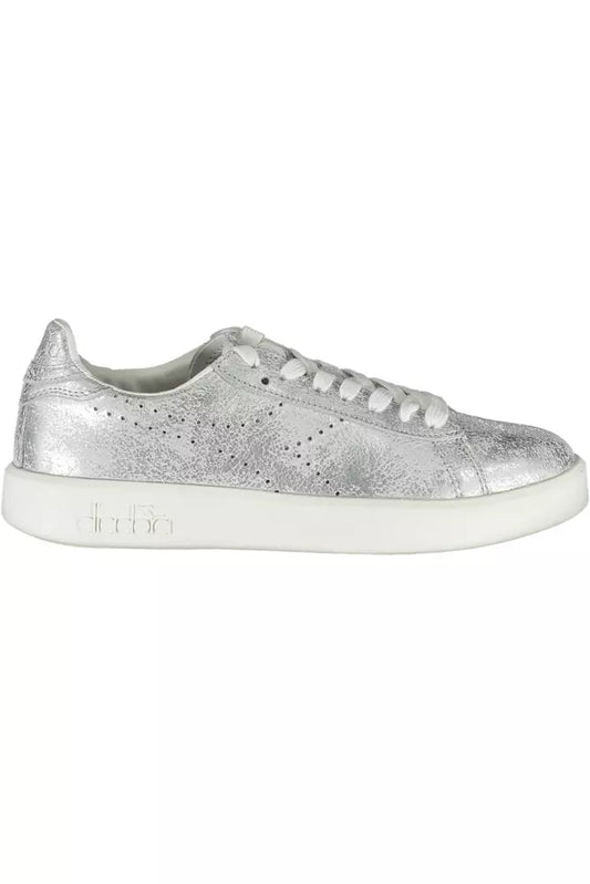 Elegant Silver Lace-Up Sneakers