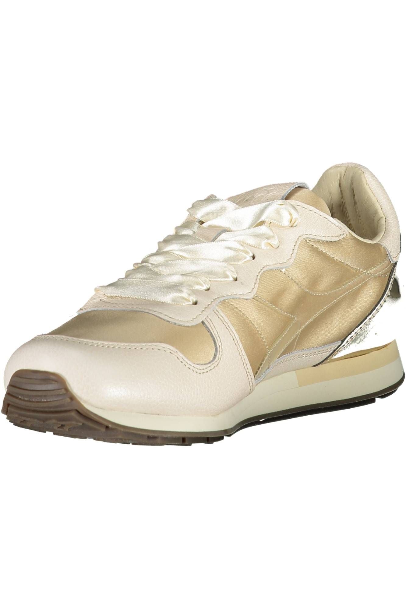 Beige Contrasting Lace-Up Sneakers