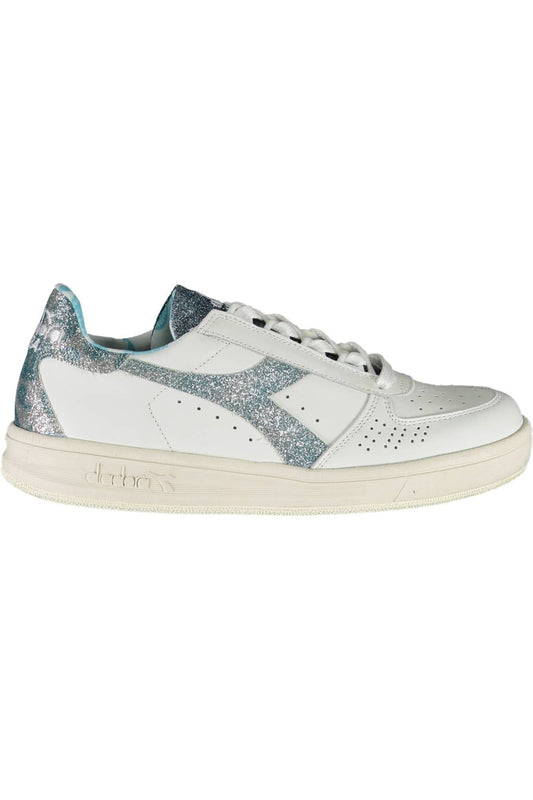 Chic White Lace-Up Sneakers with Contrasting Details