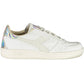 Chic White Lace-up Sneakers with Contrast Detail