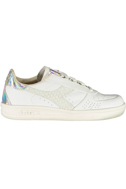 Chic White Lace-up Sneakers with Contrast Detail