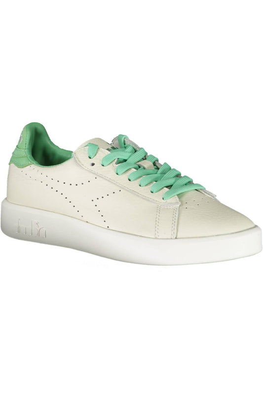 Chic White Lace-Up Sneakers with Contrasting Details