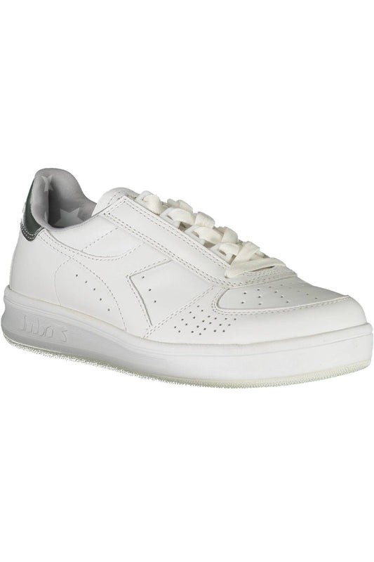 Chic White Lace-Up Sneakers with Contrasting Details
