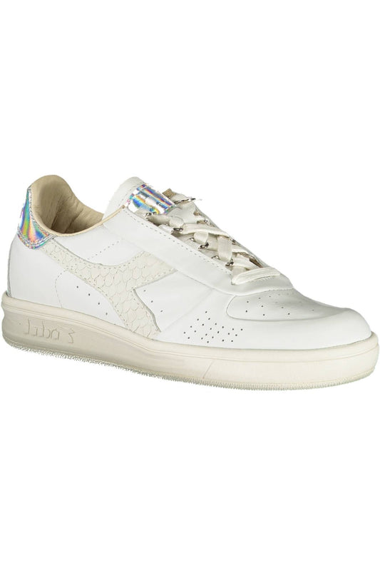 Chic White Lace-up Sneakers with Contrast Detail