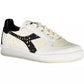 Elegant White Lace-Up Sneakers with Logo Accent