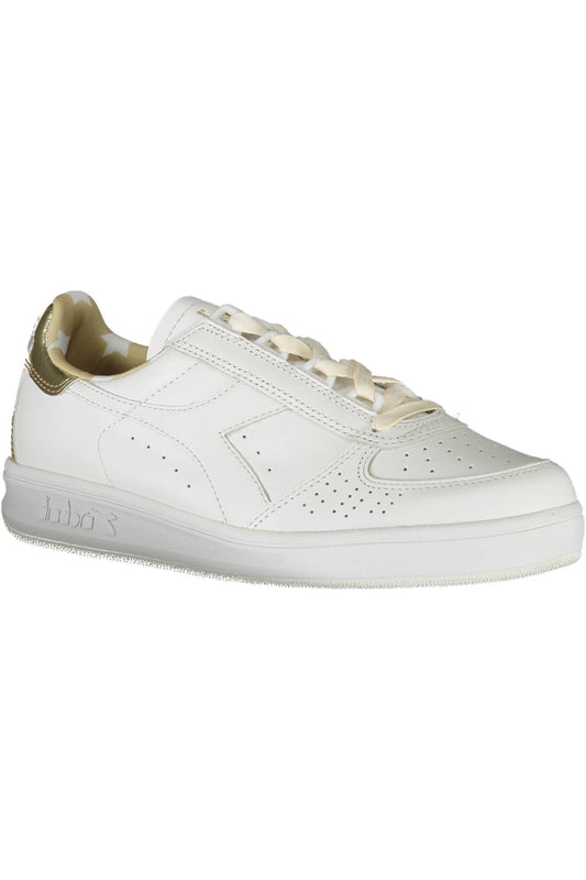 Chic White Lace-Up Sneakers with Contrasting Details