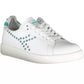 Chic White Lace-up Sneakers with Contrasting Accents
