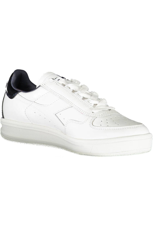 Chic White Lace-Up Sneakers with Contrasting Details