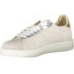 Elegant White Lace-Up Sneakers with Contrasting Details