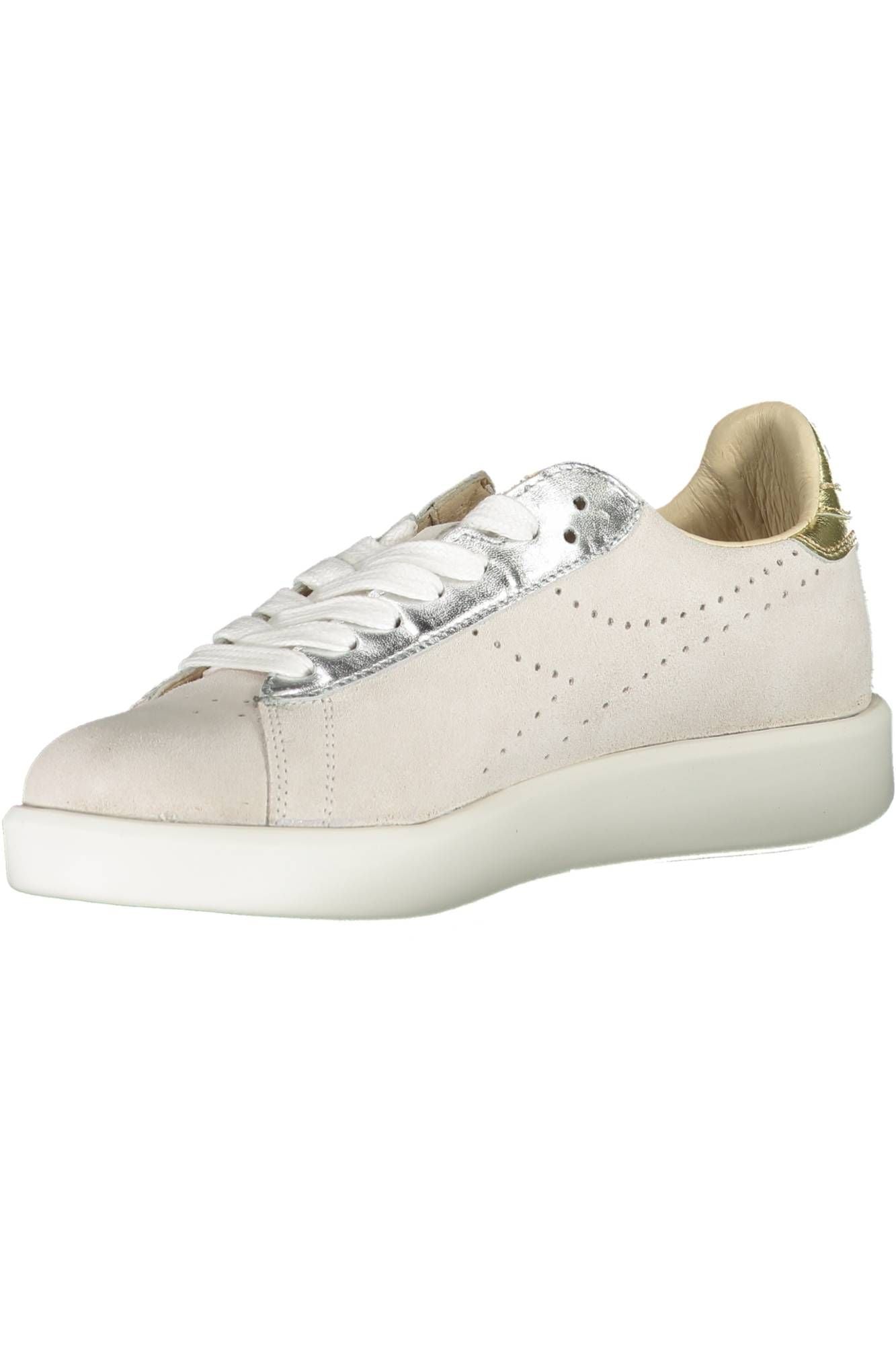 Elegant White Lace-Up Sneakers with Contrasting Details
