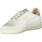 Chic White Lace-up Sneakers with Contrast Detail