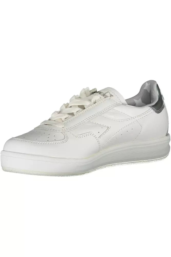 Elegant White Lace-Up Sneakers with Contrast Detail