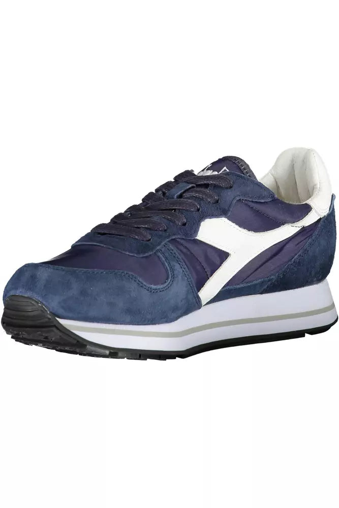 Elegant Blue Lace-Up Sneakers with Contrasting Details
