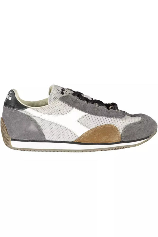 Elegant Gray Lace-Up Sneakers with Contrasting Details