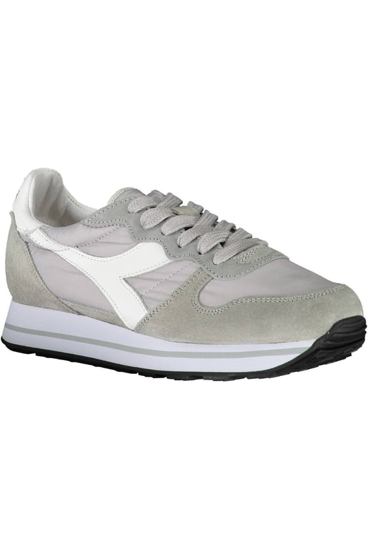 Chic Gray Lace-up Sneakers with Iconic Detailing