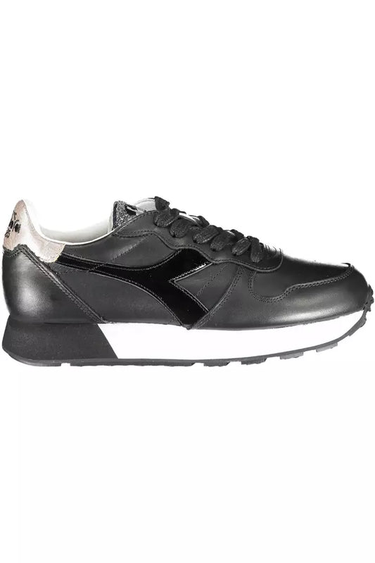 Elegant Black Lace-Up Sneakers with Contrasting Details