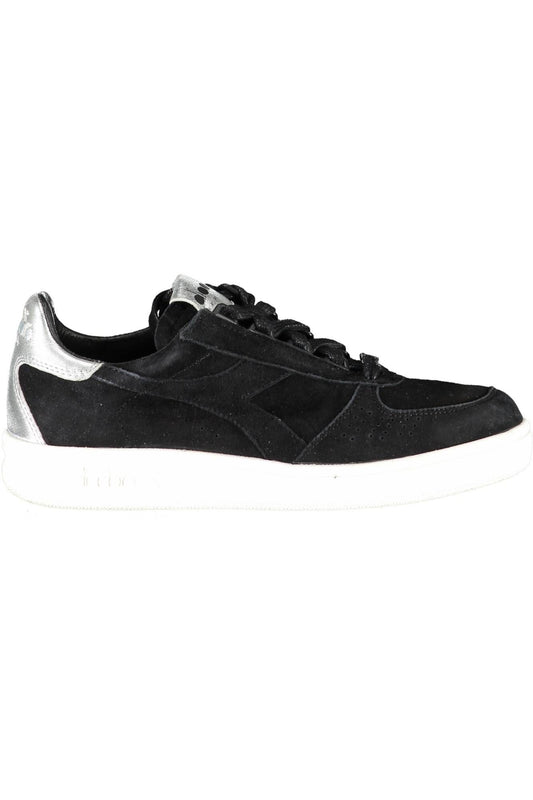 Sleek Black Lace-Up Sports Sneakers