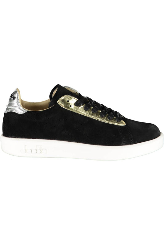 Sleek Black Lace-up Sports Sneakers