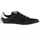 Elegant Black Leather Sneakers with Lace Details