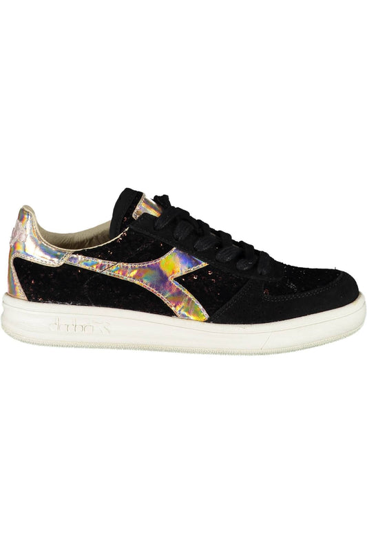Elegant Black Lace-Up Sporty Sneakers