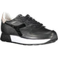 Elegant Black Leather Sneakers with Contrast Detail