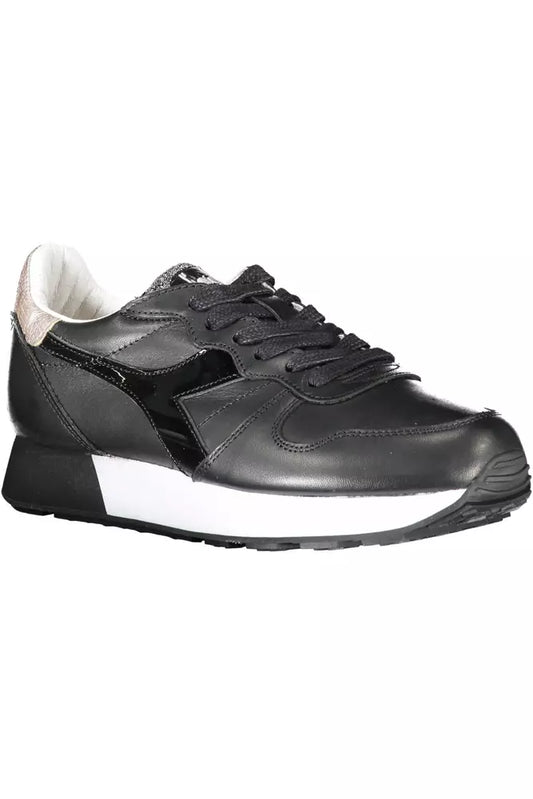 Elegant Black Lace-Up Sneakers with Contrasting Details