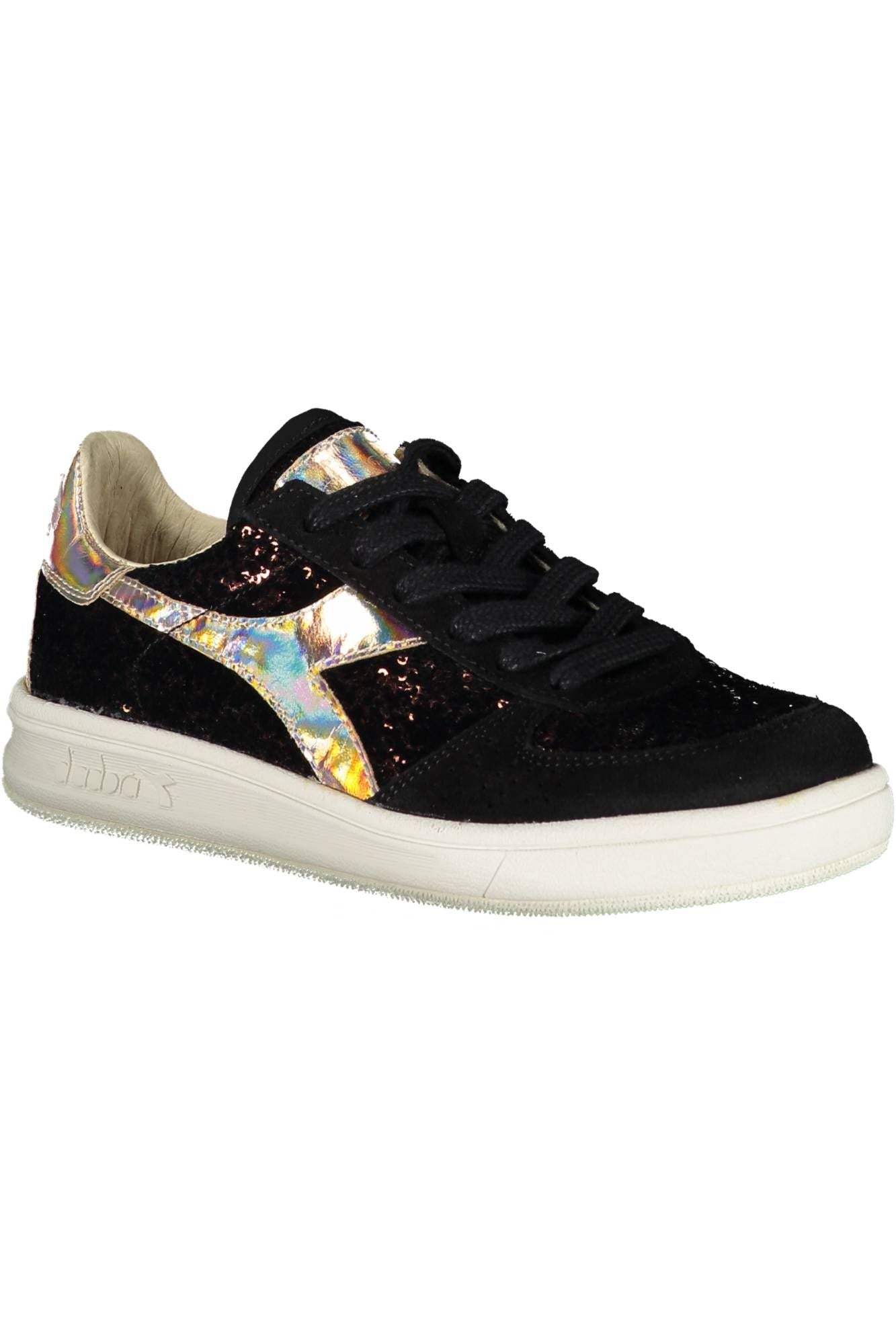 Elegant Black Lace-Up Sporty Sneakers