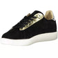 Elegant Black Leather Sneakers with Contrasting Details