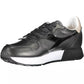 Elegant Black Lace-Up Sneakers with Contrasting Details