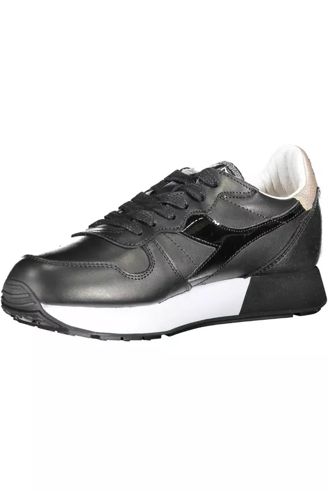 Elegant Black Lace-Up Sneakers with Contrasting Details
