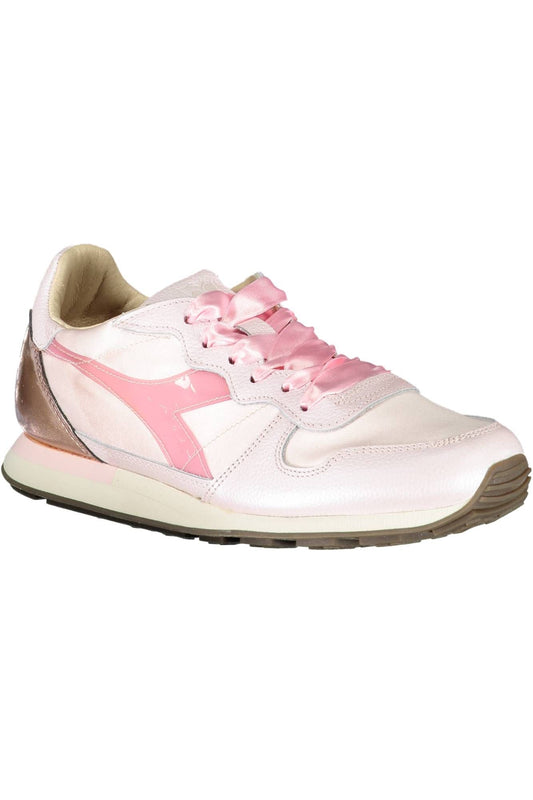 Chic Pink Lace-up Sneakers with Contrast Detailing