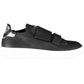 Sleek Black Leather Sneakers with Contrast Details