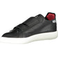 Sleek Black Leather Sneakers with Contrast Details