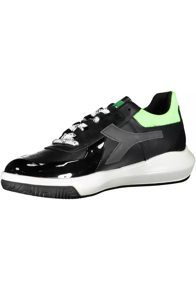 Black Contrasting Lace-Up Sneakers