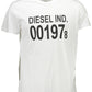 White Cotton Crew Neck Tee with Print Logo
