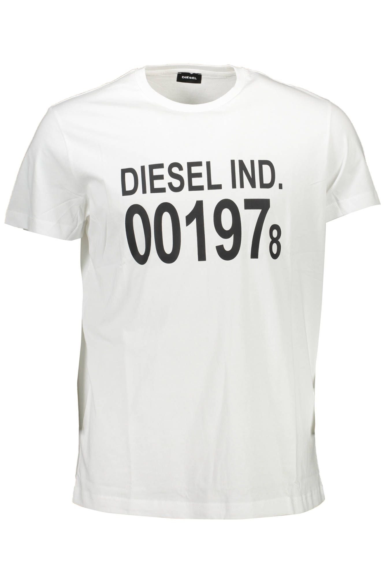 White Cotton Crew Neck Tee with Print Logo