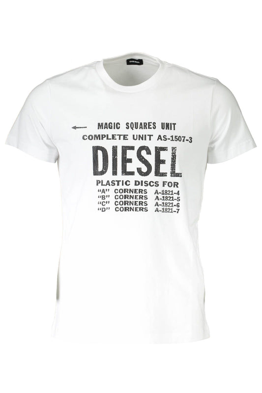 Sleek White Printed Crew Neck Tee