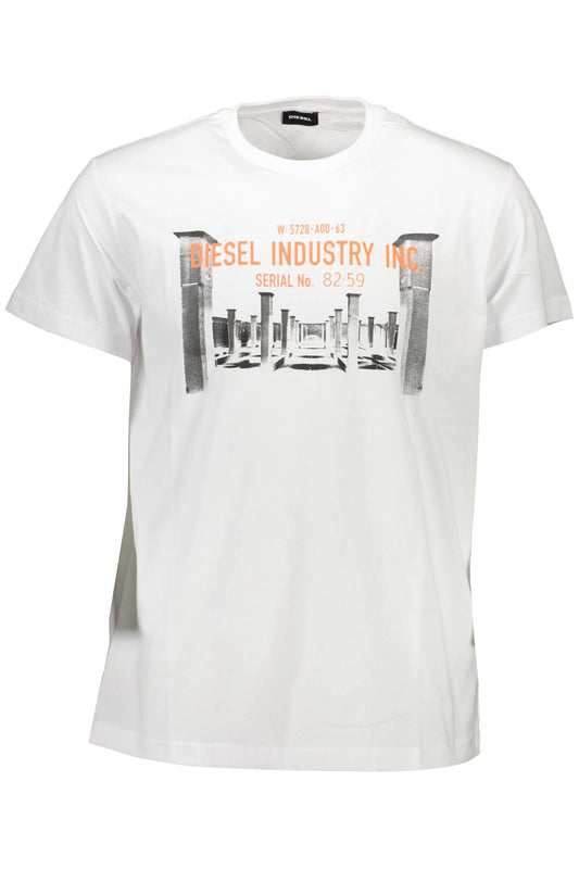 Crisp White Crew Neck Tee with Iconic Print