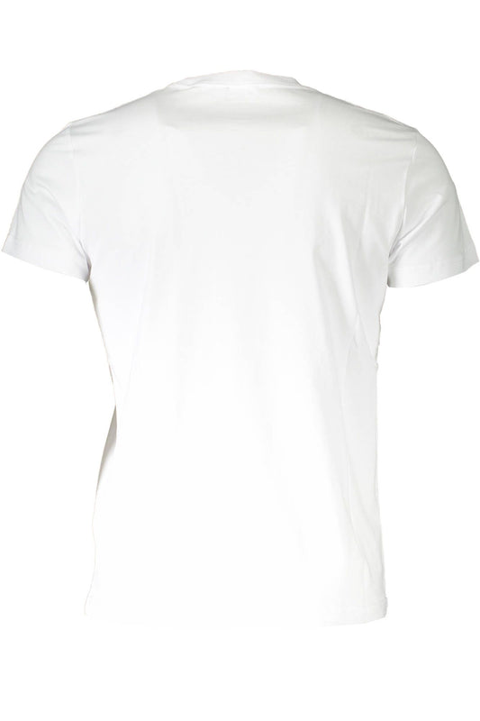 Sleek White Round Neck Tee with Logo Detail