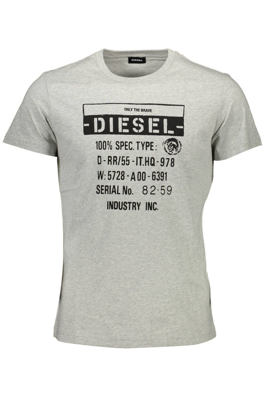 Sleek Gray Logo Crew Neck Tee