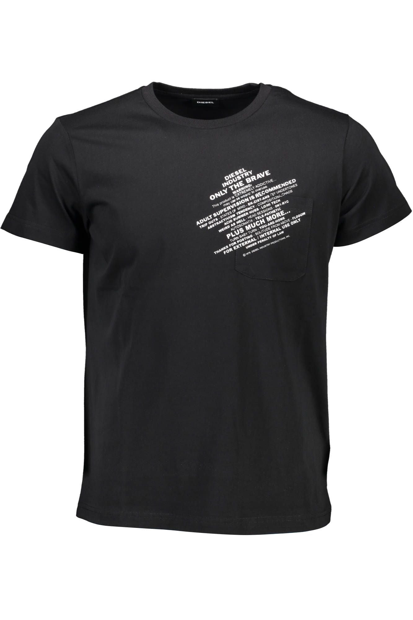 Sleek Black Cotton Tee with Unique Print