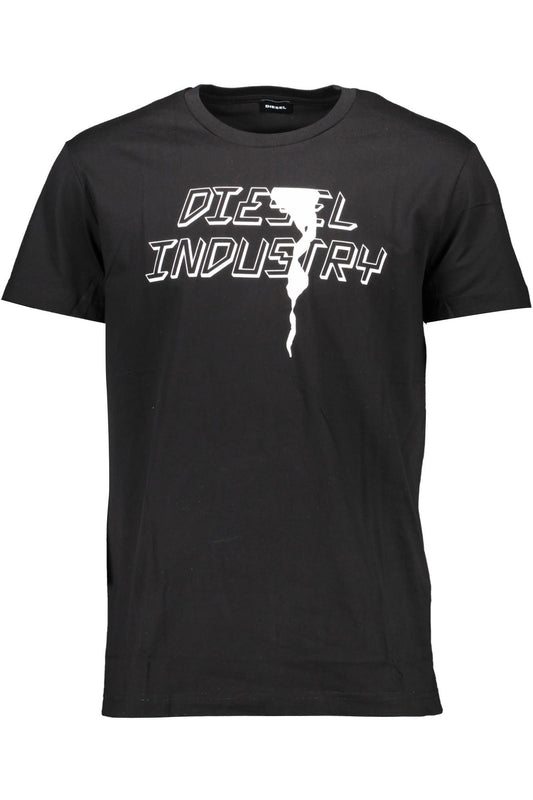 Sleek Black Crew Neck Logo Tee