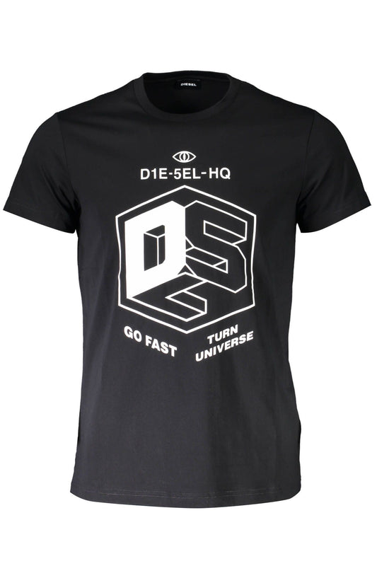 Sleek Black Cotton Tee with Iconic Logo Detail