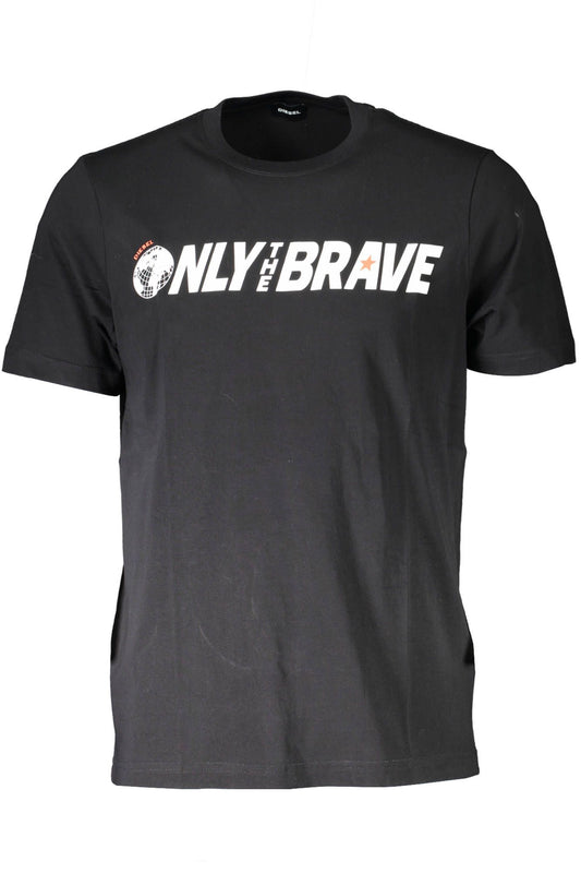 Sleek Black Cotton Tee with Iconic Logo
