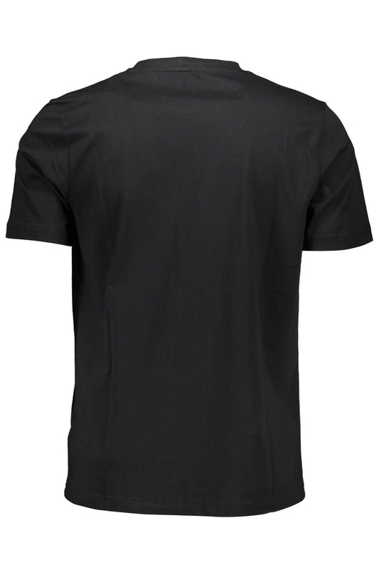 Sleek Black Crew Neck Cotton Tee with Logo Print